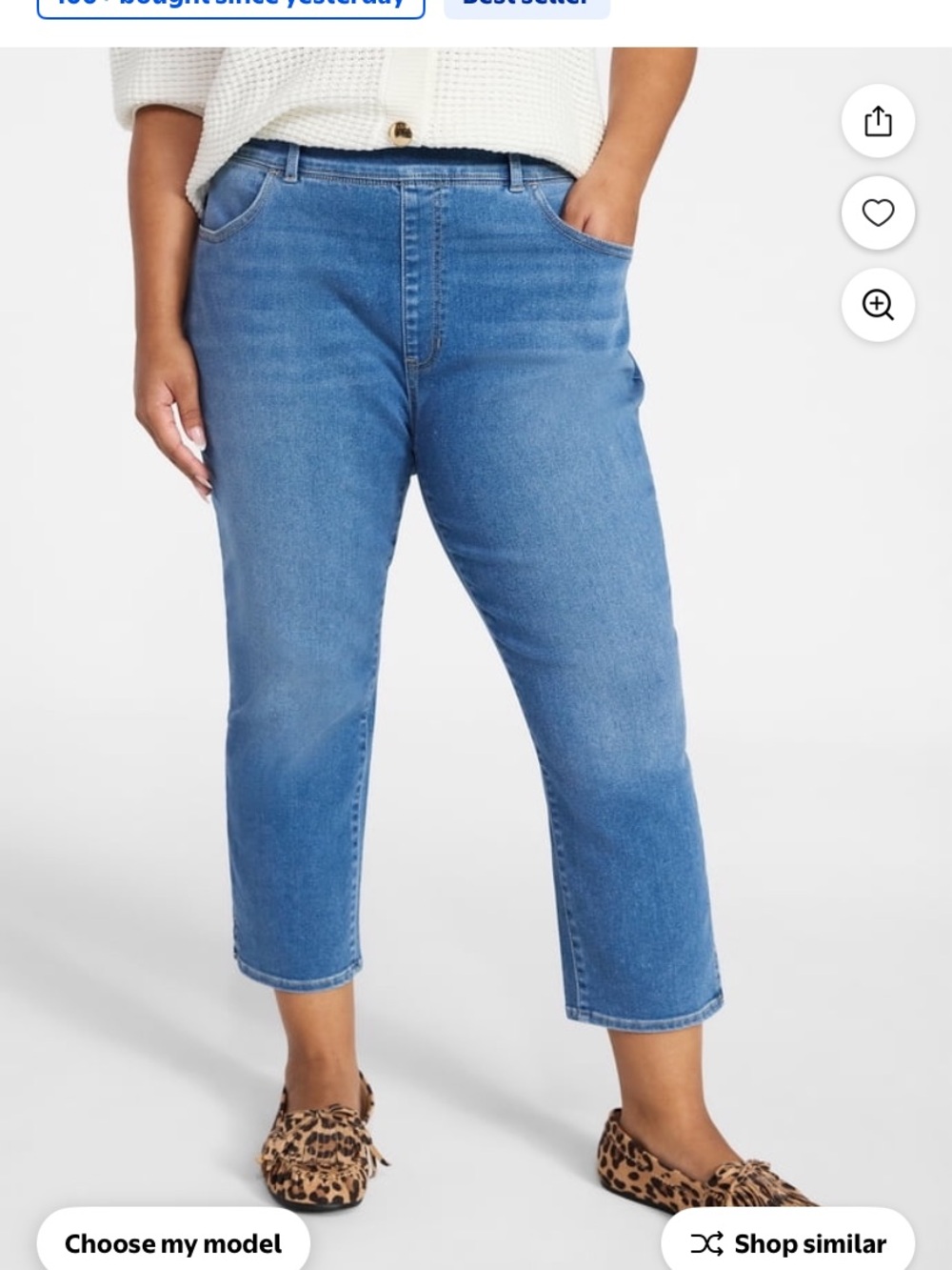 Women's Cropped Ankle Jeans in Mid Blue